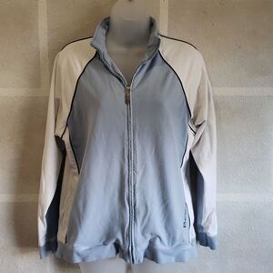 Boca Yoga Blue and White Zip-Up Coat